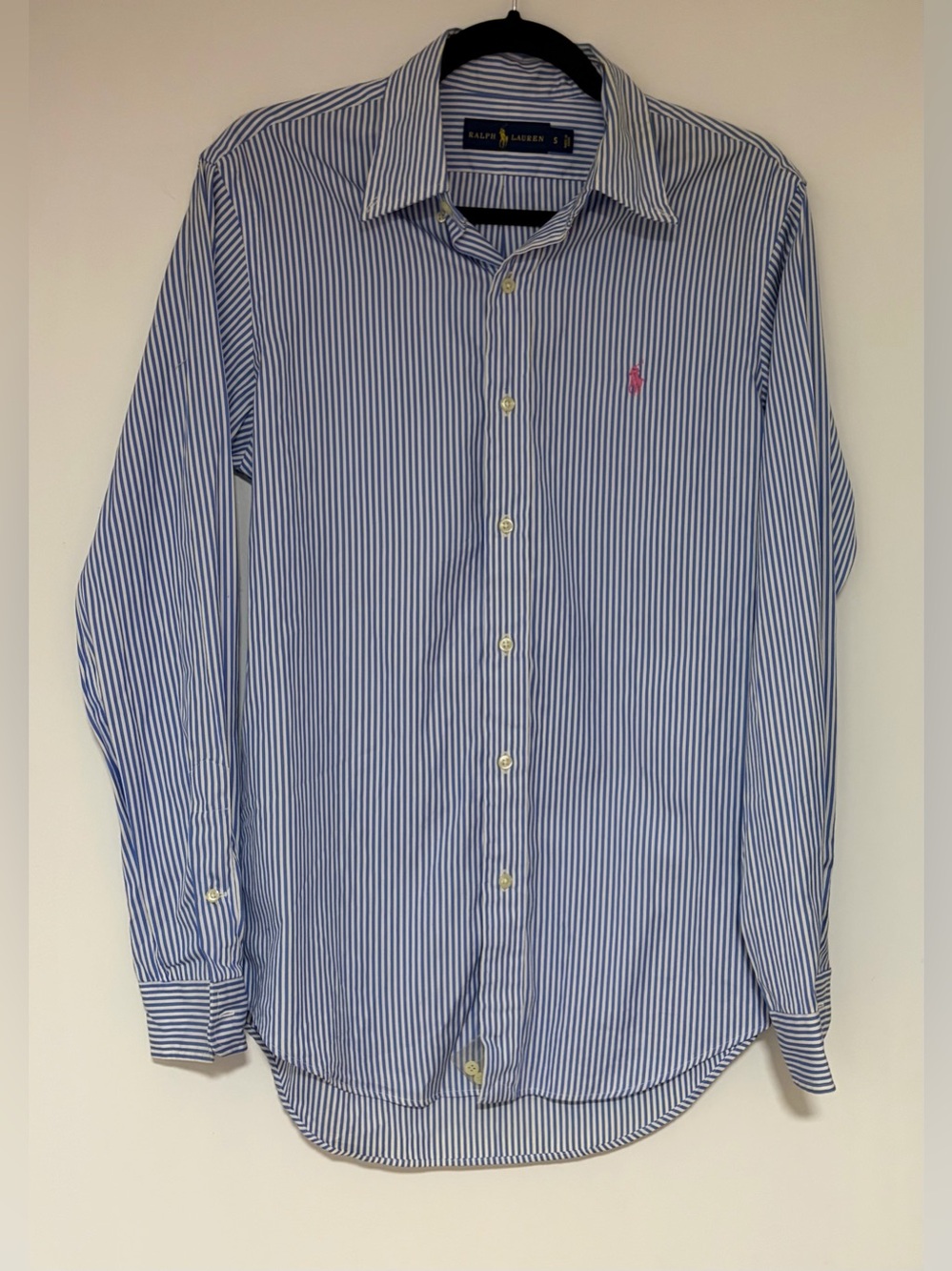 Ralph Lauren Women’s Blue White Striped Button Front Oxford Shirt Size Small